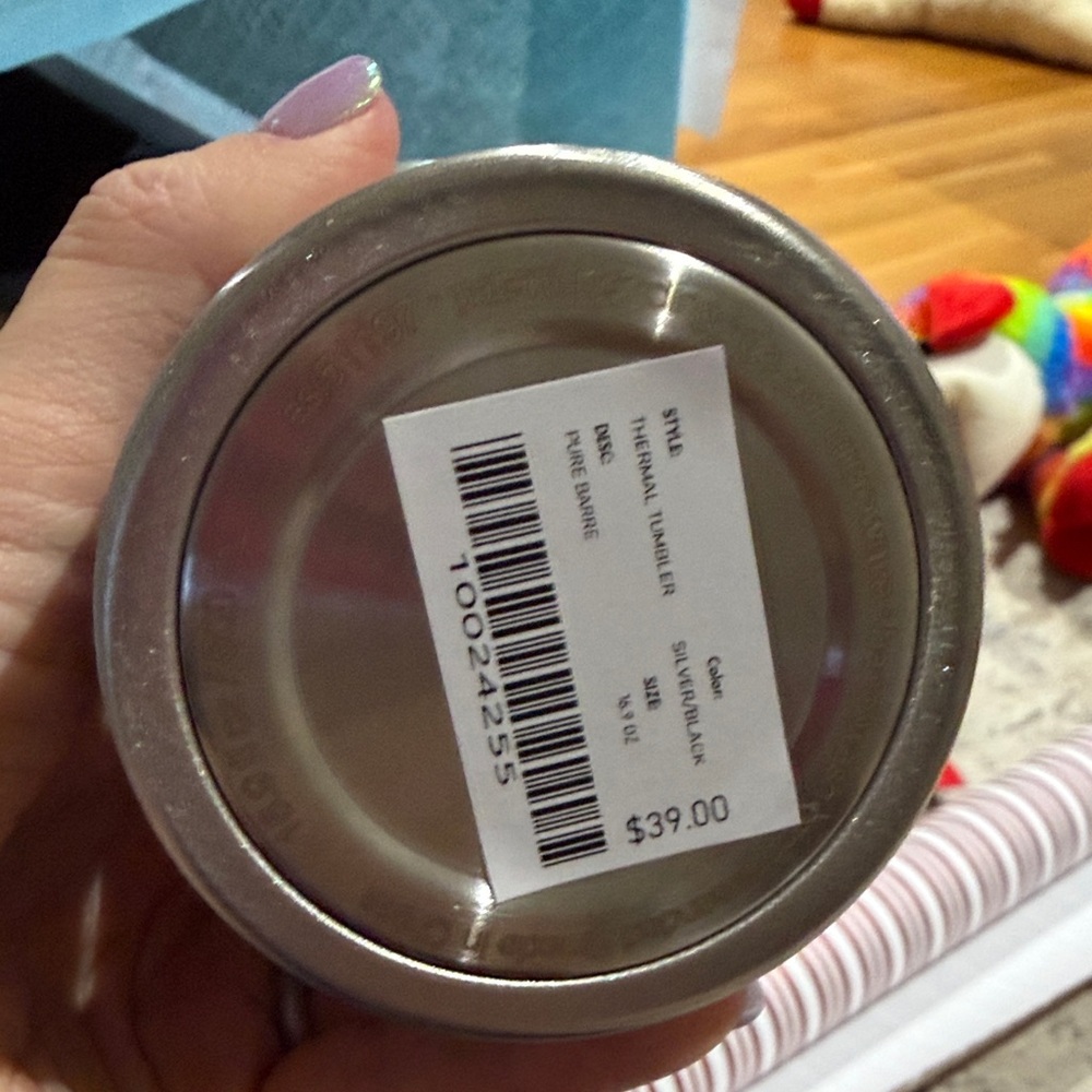 Pure Barre Silver Tumbler with Black Logo NIB - Picture 2 of 3